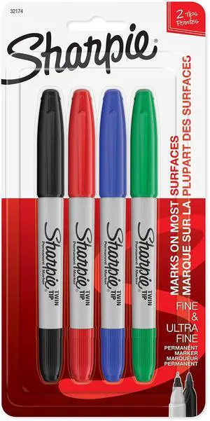 32174PP Twin Tip Permanent Markers Fine and Ultra Fine Assorted Colors 4 Count 32174PP Twin Tip Permanent Markers Fine and Ultra Fine Assorted Colors 4 Count