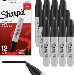 Permanent Markers, Chisel Tip, Black, 12 Count - Home, School, Office Supplies Permanent Markers, Chisel Tip, Black, 12 Count - Home, School, Office Supplies