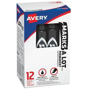 Marks-A-Lot Regular Desk-Style Size Chisel Tip, 12 Black Permanent Markers are perfect for signs and posters (07888) Marks-A-Lot Regular Desk-Style Size Chisel Tip, 12 Black Permanent Markers are perfect for signs and posters (07888)