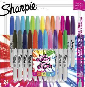Permanent Markers, Color Burst Limited Edition, Fine Point, Assorted, 24 Count Permanent Markers, Color Burst Limited Edition, Fine Point, Assorted, 24 Count