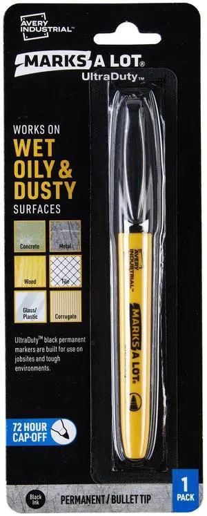 Marks A Lot UltraDuty Permanent Markers, Bullet Tip, Water Resistant, 1 Black Industrial Marker (29843) Marks A Lot UltraDuty Permanent Markers, Bullet Tip, Water Resistant, 1 Black Industrial Marker (29843)