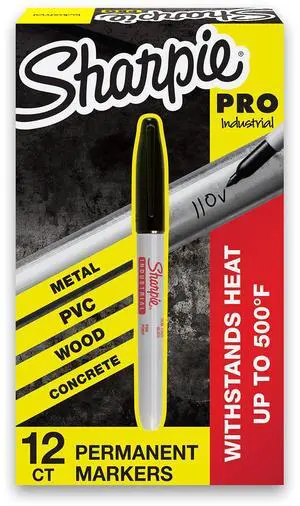Industrial Permanent Markers, Fine Point, Black, Box of 12 Industrial Permanent Markers, Fine Point, Black, Box of 12