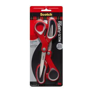 Multi-Purpose Stainless Steel All-Purpose 2 Pairs of Scissors, 8" | Red & Gray, Stainless Steel Scissors for Paper, Light Cardboard, Fabric and Crafts, Soft Comfort Grip for Everyday Cutting Multi-Purpose Stainless Steel All-Purpose 2 Pairs of Scissors, 8" | Red & Gray, Stainless Steel Scissors for Paper, Light Cardboard, Fabric and Crafts, Soft Comfort Grip for Everyday Cutting