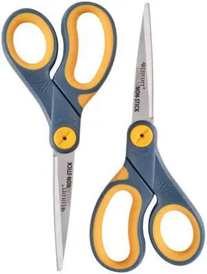 8-Inch Non-Stick Titanium Scissors For Office and Home - Glide Adjust Technology - Grey/Yellow Craft, Fabric Scissors - 2 Pack 8-Inch Non-Stick Titanium Scissors For Office and Home - Glide Adjust Technology - Grey/Yellow Craft, Fabric Scissors - 2 Pack