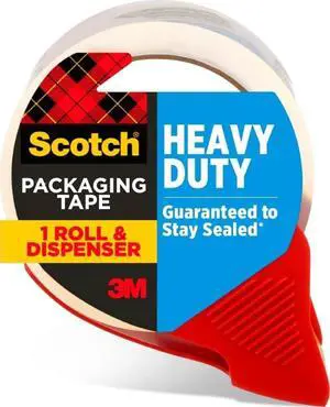 Heavy Duty Shipping Packing Tape, Clear, 1.88 in. x 38.2 yd. | Shipping and Packaging Supplies, 1 Tape Roll with Dispenser Heavy Duty Shipping Packing Tape, Clear, 1.88 in. x 38.2 yd. | Shipping and Packaging Supplies, 1 Tape Roll with Dispenser