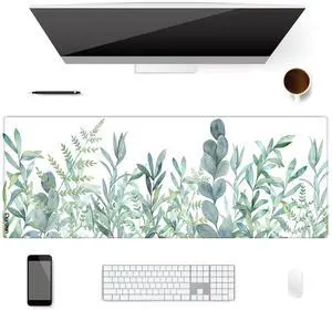 XXL Waterproof Office Desk Pad Protector 31.5x11.8 Inch - Extended Gaming Mouse Pad with Non-Slip Rubber Base, Thickened Keyboard Mat, Stitched Edges & Green Plants Design XXL Waterproof Office Desk Pad Protector 31.5x11.8 Inch - Extended Gaming Mouse Pad with Non-Slip Rubber Base, Thickened Keyboard Mat, Stitched Edges & Green Plants Design