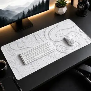 Large Extended Gaming Mouse Pad XXL 35.4x15.7 Inch, White Topographic | White Topographic Desk Mat with Waterproof Non Slip Rubber Base, XXL Keyboard Mouse Pad for Computer, Laptop, Office & Gaming Large Extended Gaming Mouse Pad XXL 35.4x15.7 Inch, White Topographic | White Topographic Desk Mat with Waterproof Non Slip Rubber Base, XXL Keyboard Mouse Pad for Computer, Laptop, Office & Gaming