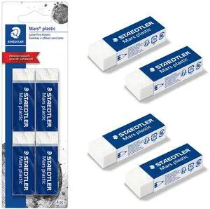 Mars Plastic Vinyl Erasers (4-Pack), White Erasers for Clean & Precise Results - Latex-Free, Minimal Crumbling, Made in Peru Mars Plastic Vinyl Erasers (4-Pack), White Erasers for Clean & Precise Results - Latex-Free, Minimal Crumbling, Made in Peru