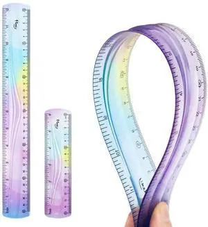 12 Inch & 6 Inch Flexible Ruler, Bendable Plastic Ruler, Soft Bendable Gradient Color Rulers with Centimeters and Inches for Student School Classroom Office Supplies 12 Inch & 6 Inch Flexible Ruler, Bendable Plastic Ruler, Soft Bendable Gradient Color Rulers with Centimeters and Inches for Student School Classroom Office Supplies