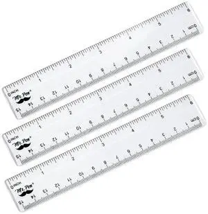 Plastic Rulers, 6 Inch, 3 Pack, Easy-to-Read Markings | Scratch-Resistant Design with Inches and Centimeters, Durable Small Transplant Rulers for Crafting Office & School Plastic Rulers, 6 Inch, 3 Pack, Easy-to-Read Markings | Scratch-Resistant Design with Inches and Centimeters, Durable Small Transplant Rulers for Crafting Office & School