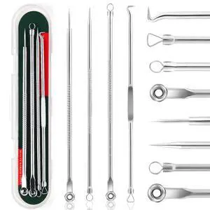 Blackhead Remover Pimple Popper Tool Kit, Comedone Pimple Extractor Acne Tools for Face Nose, Stainless Acne Needle Zit Popping Removal Facials Tool, Silver 4Pcs Blackhead Remover Pimple Popper Tool Kit, Comedone Pimple Extractor Acne Tools for Face Nose, Stainless Acne Needle Zit Popping Removal Facials Tool, Silver 4Pcs