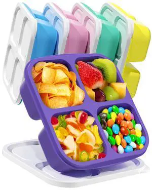 5 Pack Bento Snack Containers, 4 Compartment BPA-free Plastic Food Storage Containers, Divided Lunchable Container, Bento Lunch Box for Work and Travel 5 Pack Bento Snack Containers, 4 Compartment BPA-free Plastic Food Storage Containers, Divided Lunchable Container, Bento Lunch Box for Work and Travel