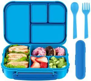 Lunch Box Kids,Bento Box Adult,Leakproof Lunch Containers for Adults/Kids/Toddler,1200ML-4 Compartments bento Lunch box with Utensil,Microwave & Dishwasher & Freezer Safe (Blue) Lunch Box Kids,Bento Box Adult,Leakproof Lunch Containers for Adults/Kids/Toddler,1200ML-4 Compartments bento Lunch box with Utensil,Microwave & Dishwasher & Freezer Safe (Blue)