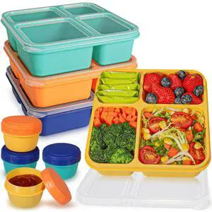 Original 40OZ Lunchable Container with Dressing Container, 4 Compartments Bento Box Lunch Box Microwave Safe Meal Prep Containers Snack Containers for Kids, 4 Pack Lunch Box for Adults Original 40OZ Lunchable Container with Dressing Container, 4 Compartments Bento Box Lunch Box Microwave Safe Meal Prep Containers Snack Containers for Kids, 4 Pack Lunch Box for Adults