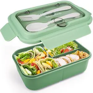 40 Oz/5 Cup Bento Box for Kids, Men and Women, Lunch Box with 3 Compartments, Utensil, Microwave & Dishwasher Safe (Green) 40 Oz/5 Cup Bento Box for Kids, Men and Women, Lunch Box with 3 Compartments, Utensil, Microwave & Dishwasher Safe (Green)