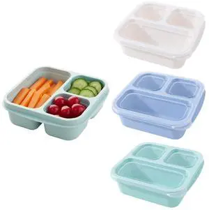 3 Pack 3 Compartment Lunch Snack Containers with Lids, Meal Prep Bento Snack Boxes, BPA Free, Reusable Food Storage Lunchable Containers for People Work Travel 3 Pack 3 Compartment Lunch Snack Containers with Lids, Meal Prep Bento Snack Boxes, BPA Free, Reusable Food Storage Lunchable Containers for People Work Travel