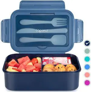 Classic Bento Box Adult Lunch Box for Older Kids - Leakpoof 47 oz 3-Compartment Containers for Adults and Teens, Built-in Utensil Set, Ideal for On-the-Go Balanced Eating, Navy Blue Classic Bento Box Adult Lunch Box for Older Kids - Leakpoof 47 oz 3-Compartment Containers for Adults and Teens, Built-in Utensil Set, Ideal for On-the-Go Balanced Eating, Navy Blue