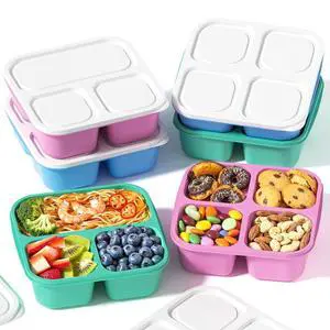 6 Pcs Snack Box Container Set, Reusable 3&4 Compartment Meal Prep Snack Containers for Adults Kids Toddler, BPA-Free Divided Lunchable Container for School, Work and Travel (5 Color) 6 Pcs Snack Box Container Set, Reusable 3&4 Compartment Meal Prep Snack Containers for Adults Kids Toddler, BPA-Free Divided Lunchable Container for School, Work and Travel (5 Color)