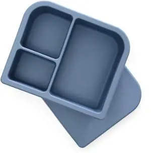 Unbreakable Silicone Lunch Box for Kids and Adults - Divided Leak Proof Bento Box (Slate Blue) Unbreakable Silicone Lunch Box for Kids and Adults - Divided Leak Proof Bento Box (Slate Blue)