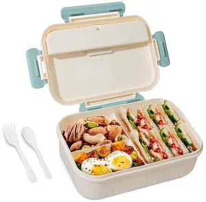 Bento Box Adult Lunch Box, Lunch Containers for Kids Children with 3 Compartments, 1800 ML Bento Lunch Box with Spoon & Fork, Microwave & Dishwasher Safe, BPA-Free and Food-Safe Materials(Blue) Bento Box Adult Lunch Box, Lunch Containers for Kids Children with 3 Compartments, 1800 ML Bento Lunch Box with Spoon & Fork, Microwave & Dishwasher Safe, BPA-Free and Food-Safe Materials(Blue)