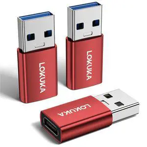 USB C Female to USB Male Adapter 3-Pack, 5Gbps USB A 3.0 to Type C Converter for Laptop, PC, Car to Flash Disk, USB C Headphones, Mobile, Pad, Red USB C Female to USB Male Adapter 3-Pack, 5Gbps USB A 3.0 to Type C Converter for Laptop, PC, Car to Flash Disk, USB C Headphones, Mobile, Pad, Red