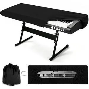61 Keys Piano Keyboard Dust Cover, Stretchy Protective Keyboard Cover with Elastic Cord Locking Clasp, Universal Fit for All 61 Keys Digital Electronic Pianos, Must Have Piano Accessories 61 Keys Piano Keyboard Dust Cover, Stretchy Protective Keyboard Cover with Elastic Cord Locking Clasp, Universal Fit for All 61 Keys Digital Electronic Pianos, Must Have Piano Accessories