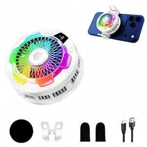 Phone Cooler for Gaming, Cell iPhone Cooling Fan Hot Weather, Portable RGB Mobile Enfriador para Celular Case, Ventilador para Telefono ipad Keep Phone Cool, for iPhone/Android Series Phone Phone Cooler for Gaming, Cell iPhone Cooling Fan Hot Weather, Portable RGB Mobile Enfriador para Celular Case, Ventilador para Telefono ipad Keep Phone Cool, for iPhone/Android Series Phone