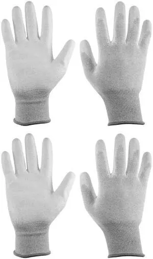 2 Pairs ESD Anti Static Gloves 23cm PU Coated High Resistance Carbon Fiber Computer Gloves for PC Computer Electronics Installation and Repair(Large), Grey 2 Pairs ESD Anti Static Gloves 23cm PU Coated High Resistance Carbon Fiber Computer Gloves for PC Computer Electronics Installation and Repair(Large), Grey
