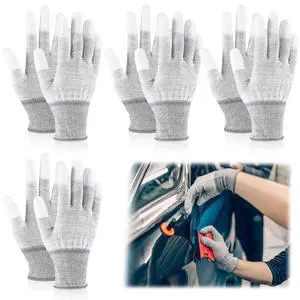 4 Pairs Vinyl Wrap Gloves for Car Anti-static Carbon Fiber Coated PU Coated Finger Gloves for Car Wrapping 4 Pairs Vinyl Wrap Gloves for Car Anti-static Carbon Fiber Coated PU Coated Finger Gloves for Car Wrapping