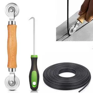 Screen Repair Kit,Roller+0.14x32ft Spline+Hook | 3in1-Bearing Steel Screen Roller Tool+Hook for Old Spline Removal+Hollow-Core Spline for Window Screens,Doors,Patio,RV Mesh Screen Repair Kit,Roller+0.14x32ft Spline+Hook | 3in1-Bearing Steel Screen Roller Tool+Hook for Old Spline Removal+Hollow-Core Spline for Window Screens,Doors,Patio,RV Mesh