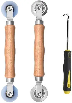 3Pcs Screen Tool, Window Screen Spline Roller Tool with Wooden Handle and Steel/Nylon Bearing Wheels, Mesh Screen Door Repair Kit Easy to Use 3Pcs Screen Tool, Window Screen Spline Roller Tool with Wooden Handle and Steel/Nylon Bearing Wheels, Mesh Screen Door Repair Kit Easy to Use
