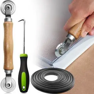 Screen Repair kit, Screen Roller Tool, Steel Roller with Bear+32ft Screen Spline+Removal Hook, 3 in 1 Window Screen Door Repair Kit,for Installing Door Window Mesh Screen Repair kit, Screen Roller Tool, Steel Roller with Bear+32ft Screen Spline+Removal Hook, 3 in 1 Window Screen Door Repair Kit,for Installing Door Window Mesh