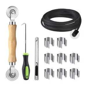 Window Screen Repair Kit, 5 in 1 Screen Roller Tool for Windows or Doors | Bearing Steel Roller, 32ft Black Retainer Spline, Spline Hook, 8 Clips, Screen Cutter, for Screen Installation & Replacement Window Screen Repair Kit, 5 in 1 Screen Roller Tool for Windows or Doors | Bearing Steel Roller, 32ft Black Retainer Spline, Spline Hook, 8 Clips, Screen Cutter, for Screen Installation & Replacement
