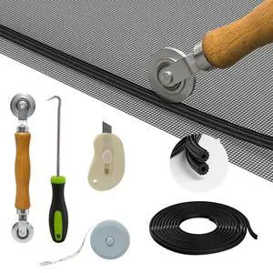 Window Screen Door Repair Kit: 48"x118" Fiberglass Replacement Screen Mesh - 6 in 1 DIY Set of Tools with Rolling Tool/Hook/Ruler/Cutter/Spline, Suitable for Window, Sliding Door, Patio & RV Window Screen Door Repair Kit: 48"x118" Fiberglass Replacement Screen Mesh - 6 in 1 DIY Set of Tools with Rolling Tool/Hook/Ruler/Cutter/Spline, Suitable for Window, Sliding Door, Patio & RV