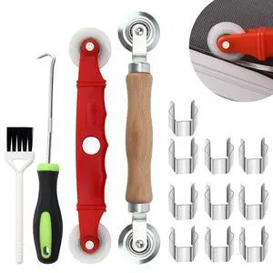 14P Screen Repair Spline Tool, Screen Repair Rolling Kit | with Bearing Spline Tools/ Screen Spline Removal Hook/ Groove Cleaning Brush/ 10Pcs Screen Installer Clips 14P Screen Repair Spline Tool, Screen Repair Rolling Kit | with Bearing Spline Tools/ Screen Spline Removal Hook/ Groove Cleaning Brush/ 10Pcs Screen Installer Clips