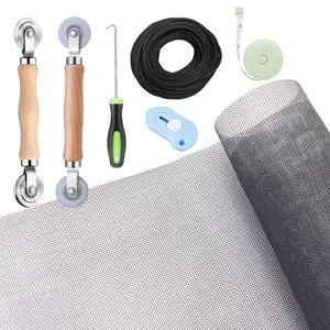 Windows Screen and Screen Door Repair Kit - 48"x118" Fiberglass Mesh Gray with Rolling Tool/Hook/Ruler/Cutter/Spline - Window Screen & Sliding Screen Door Replacement for Windows, TOOLTRIZ Windows Screen and Screen Door Repair Kit - 48"x118" Fiberglass Mesh Gray with Rolling Tool/Hook/Ruler/Cutter/Spline - Window Screen & Sliding Screen Door Replacement for Windows, TOOLTRIZ
