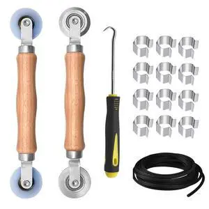 Upgrade Window Screen Repair Kit, Steel/Nylon Roller Tool | Spline Removal Hook, 32ft Retainer Spline and 12pcs Screen Clips Replacement for Installing Door Mesh Screens Upgrade Window Screen Repair Kit, Steel/Nylon Roller Tool | Spline Removal Hook, 32ft Retainer Spline and 12pcs Screen Clips Replacement for Installing Door Mesh Screens