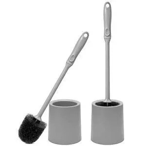 Toilet Brush and Holder 2 Pack with Long Handle - Non-Slip Grip Toilet Bowl Brush Set for Deep Cleaning Bathroom, Toilet Scrubber- Gray Toilet Brush and Holder 2 Pack with Long Handle - Non-Slip Grip Toilet Bowl Brush Set for Deep Cleaning Bathroom, Toilet Scrubber- Gray