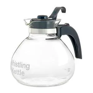 Glass Tea Kettle, 12 Cup | German borosilicate glass. Gas & electric stovetop safe. Heat resistant. Whistles at boil. 12-cup capacity. Glass Tea Kettle, 12 Cup | German borosilicate glass. Gas & electric stovetop safe. Heat resistant. Whistles at boil. 12-cup capacity.