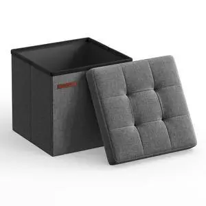 11.8 Inches Small Folding Storage Ottoman Cube, Storage Footrest, Foot Rest Stool, for Living Room, Bedroom, Dorm, Dark Gray ULSF028G01 11.8 Inches Small Folding Storage Ottoman Cube, Storage Footrest, Foot Rest Stool, for Living Room, Bedroom, Dorm, Dark Gray ULSF028G01
