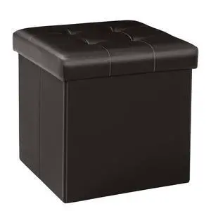 Folding Storage Ottoman Cube Footrest Faux Leather for Living Room Seat Chest Brown 12.6"X12.6"X12.6" Folding Storage Ottoman Cube Footrest Faux Leather for Living Room Seat Chest Brown 12.6"X12.6"X12.6"