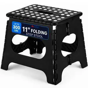 11 Inch Folding Step Stool for Kids, Non-Slip Foldable Stools, Black | Heavy Duty Collapsible Foot Stool, Lightweight with Built-in Handle, Holds 300 lb for Adults Kitchen Bathroom Bedroom Outdoor 11 Inch Folding Step Stool for Kids, Non-Slip Foldable Stools, Black | Heavy Duty Collapsible Foot Stool, Lightweight with Built-in Handle, Holds 300 lb for Adults Kitchen Bathroom Bedroom Outdoor