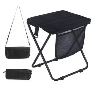 Portable Folding Stool,with 3 Storage Pockets, Maximum Weight Capacity 300 lbs, Ideal for Fishing, Hiking, Camping, Travel (Black) Portable Folding Stool,with 3 Storage Pockets, Maximum Weight Capacity 300 lbs, Ideal for Fishing, Hiking, Camping, Travel (Black)