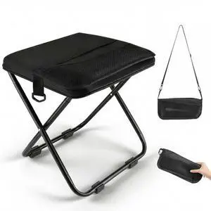 12" Tall Portable Folding Stool,Compact Collapsible Stool,Pocket Chair with 2 Side Pockets, Small Backpacking Stool for Fishing Hiking Trips(Black) 12" Tall Portable Folding Stool,Compact Collapsible Stool,Pocket Chair with 2 Side Pockets, Small Backpacking Stool for Fishing Hiking Trips(Black)