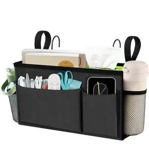 Bedside Caddy, Dorm Storage with Pockets, Bunk Bed Accessories | Hanging Bed Storage Organizer with Hooks, Bedside Shelf Bag, Magazine Holder for Home, College, Hospital (Dark Grey, 1 Pack) Bedside Caddy, Dorm Storage with Pockets, Bunk Bed Accessories | Hanging Bed Storage Organizer with Hooks, Bedside Shelf Bag, Magazine Holder for Home, College, Hospital (Dark Grey, 1 Pack)