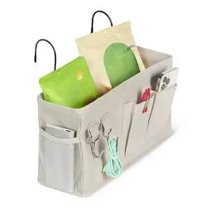 Bedside Caddy Hanging Storage Organizer for Phone and Bedside Essentials, 4.72 x 14.57 x 7.87 in, Dark Grey Linen Bedside Caddy Hanging Storage Organizer for Phone and Bedside Essentials, 4.72 x 14.57 x 7.87 in, Dark Grey Linen
