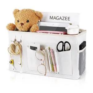Bedside Caddy Organizer Hanging Storage Bag Bunk Bed White | Bed Caddy with Magazine Water Bottle Phone Holder for College Dorm and Hospital Beds Bedside Caddy Organizer Hanging Storage Bag Bunk Bed White | Bed Caddy with Magazine Water Bottle Phone Holder for College Dorm and Hospital Beds