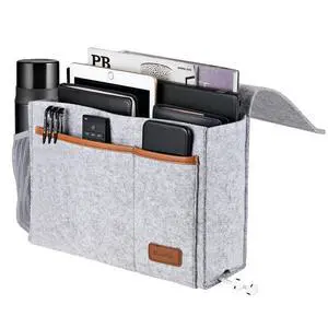 Bedside Caddy, Felt Bed Storage Organizer Hanging Bag Holder with 5 Pockets, Magazine Book Phone Tablet iPad Cables Remote and Water Bottle Holder for Home Dorm Bed Sofa, Light Gray Bedside Caddy, Felt Bed Storage Organizer Hanging Bag Holder with 5 Pockets, Magazine Book Phone Tablet iPad Cables Remote and Water Bottle Holder for Home Dorm Bed Sofa, Light Gray