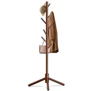 8-Hook Freestanding Wooden Coat Rack 3 Adjustable Heights Brown | Stable Triangular Base for Safety,Durable Construction,Simple Tool-Free Assembly,Ideal for Bedroom Hallway Office Entryway 8-Hook Freestanding Wooden Coat Rack 3 Adjustable Heights Brown | Stable Triangular Base for Safety,Durable Construction,Simple Tool-Free Assembly,Ideal for Bedroom Hallway Office Entryway