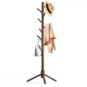 Wooden Coat Rack Stand, Freestanding Coat Rack with 8 Hooks Wooden Coat Rack Stand, Freestanding Coat Rack with 8 Hooks